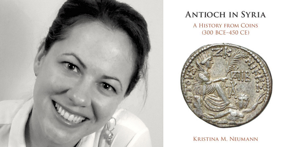 Dr. Kristina Neumann with book, Antioch in Syria