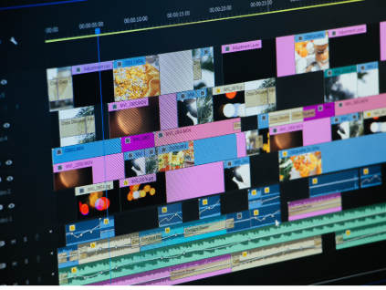 Photo of a video being edited using software.