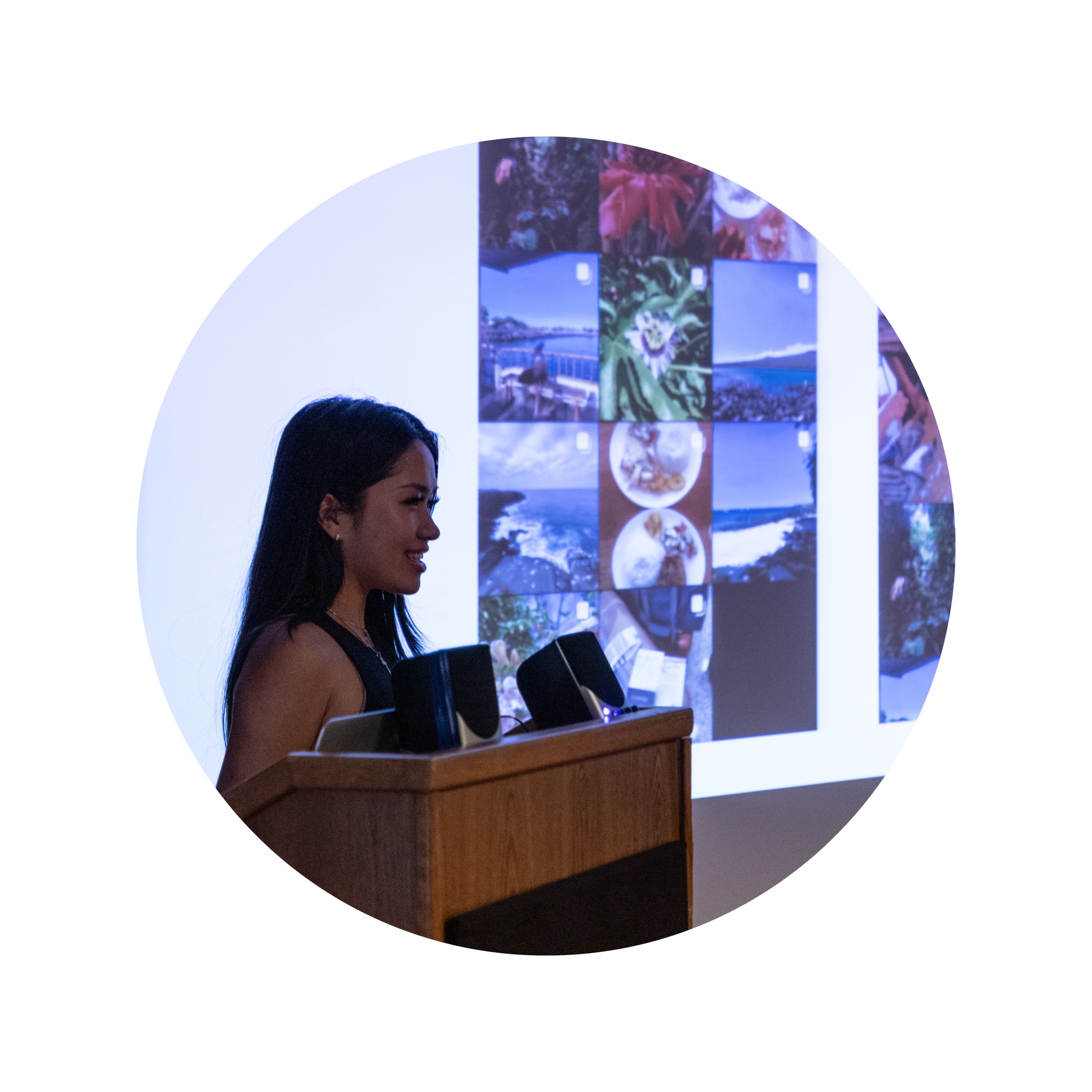 student giving presentation