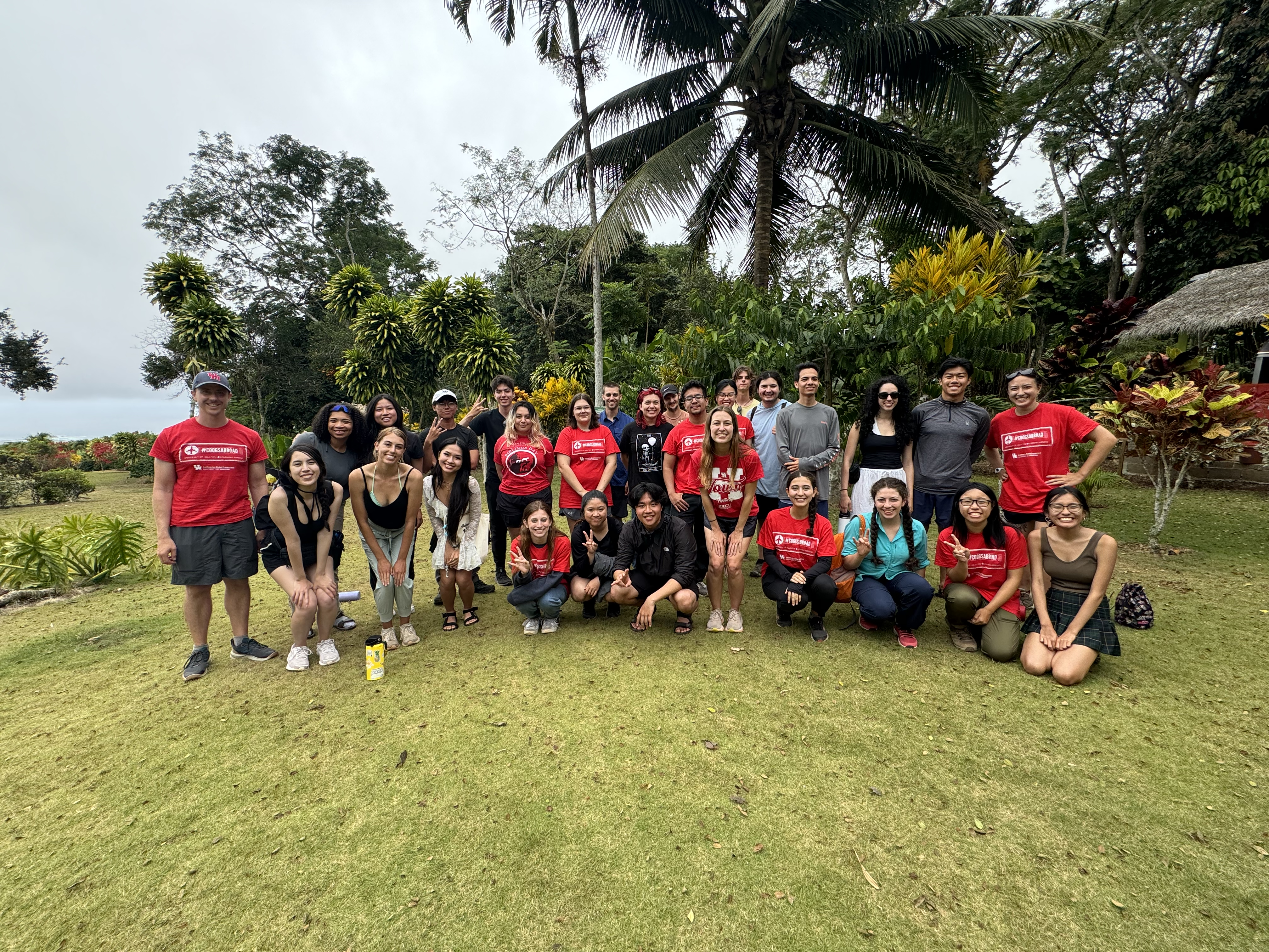 large group of students in the galapagos island