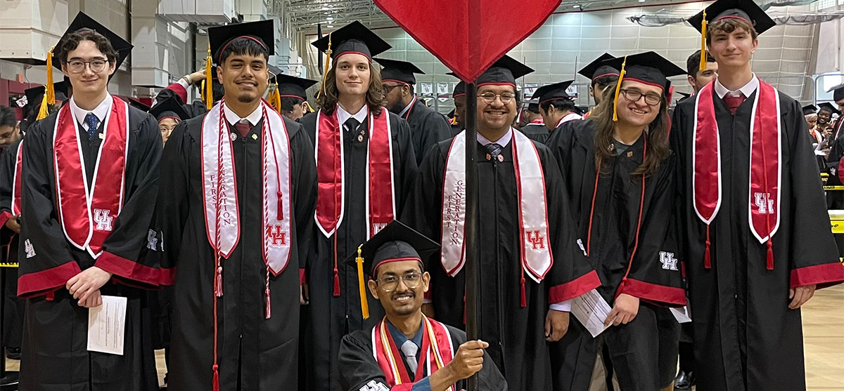 Physics graduates at Commencement.