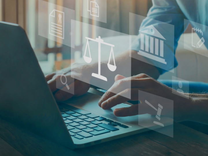 data security stock photo of researcher at laptop
