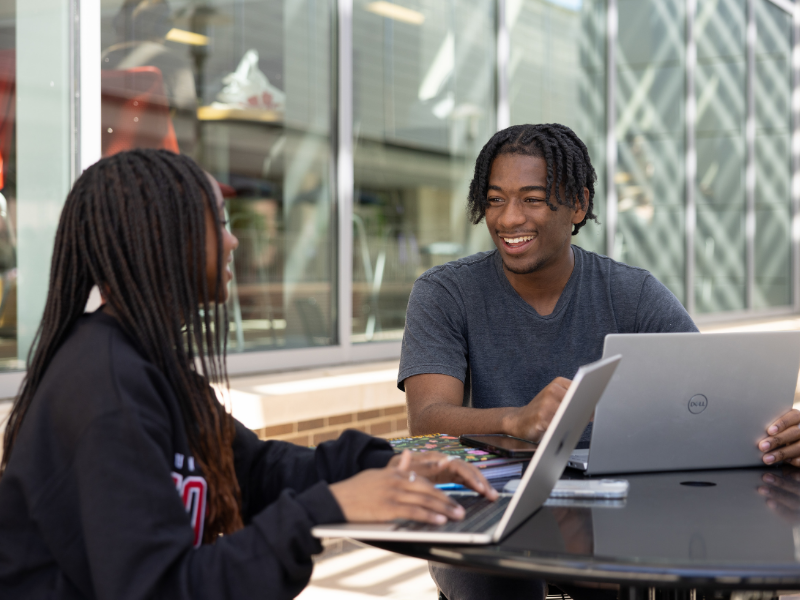 students talking