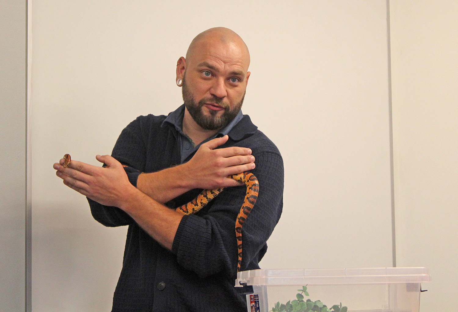 Dustin Larsen with snake